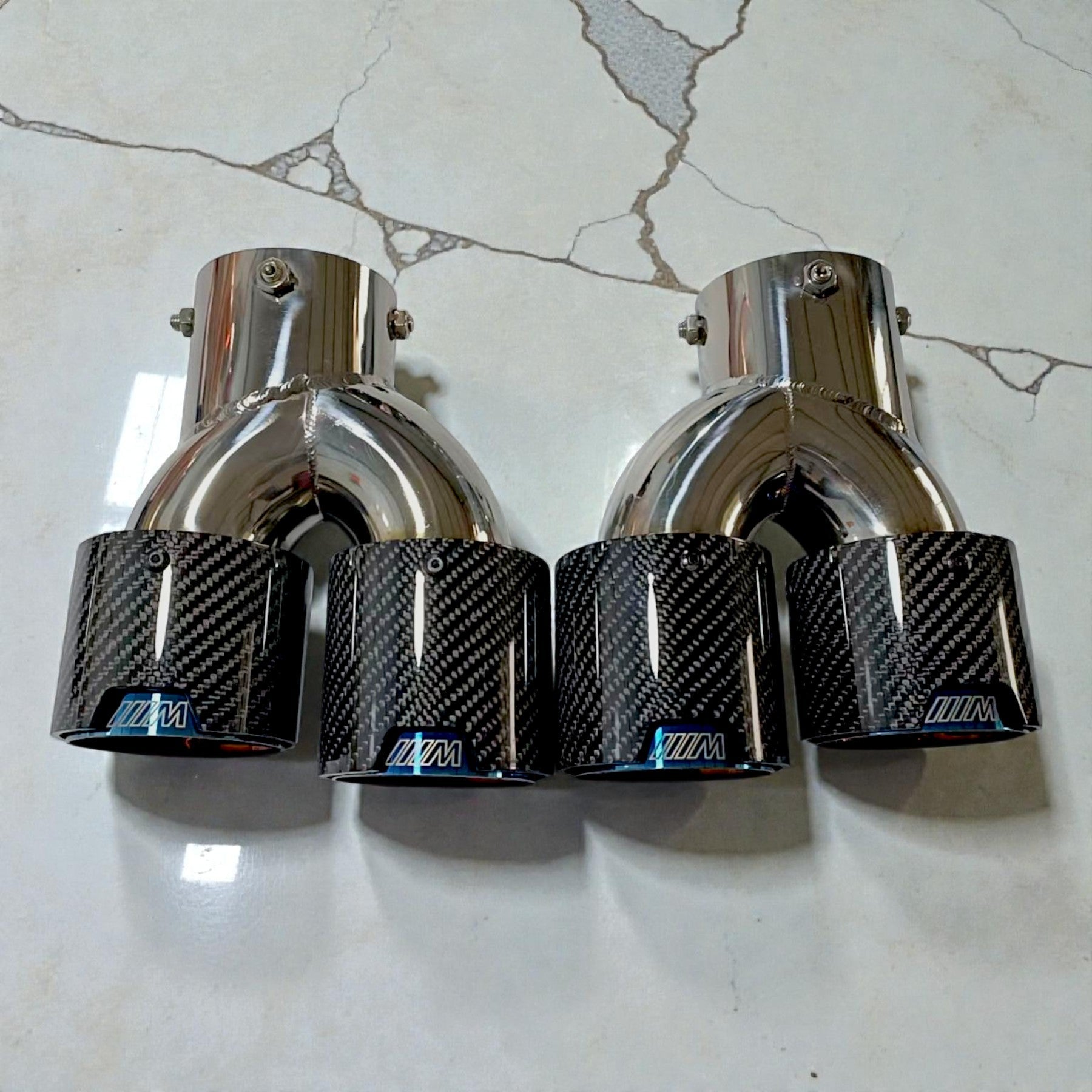 Glossy finish of Palenon Performance Carbon Fiber Exhaust Tips for BMW