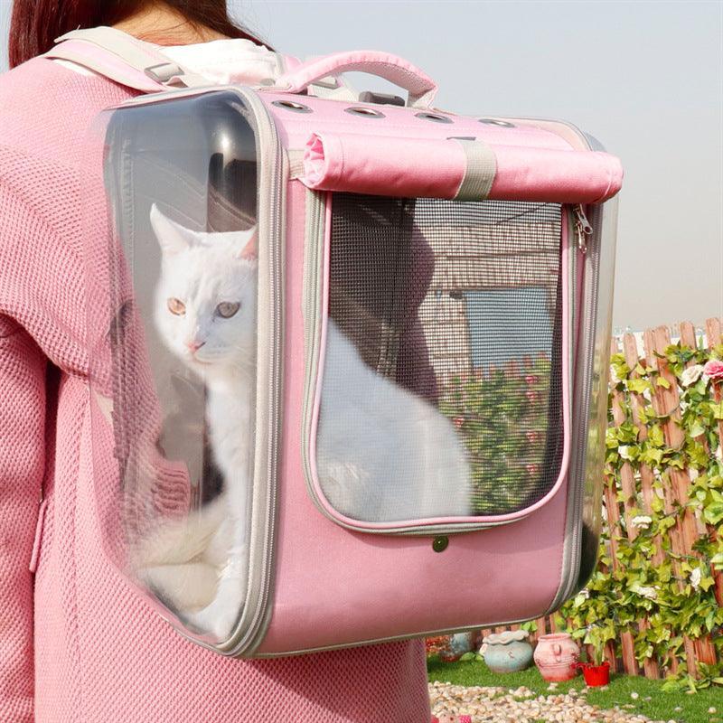 Front view of Bubble Cat Carrier Backpack in vibrant color by Dog Hugs Cat