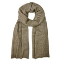 Front view of Luxurious Handloom Cashmere Scarf in soft gray by Pokhara Nepal Artisans