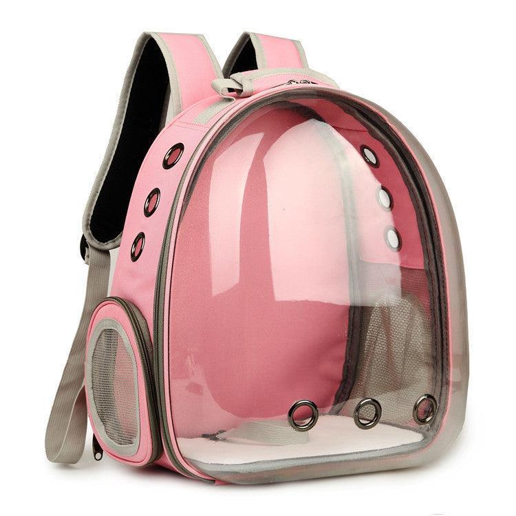 Back view of Bubble Pet Backpack while worn by pet owner
