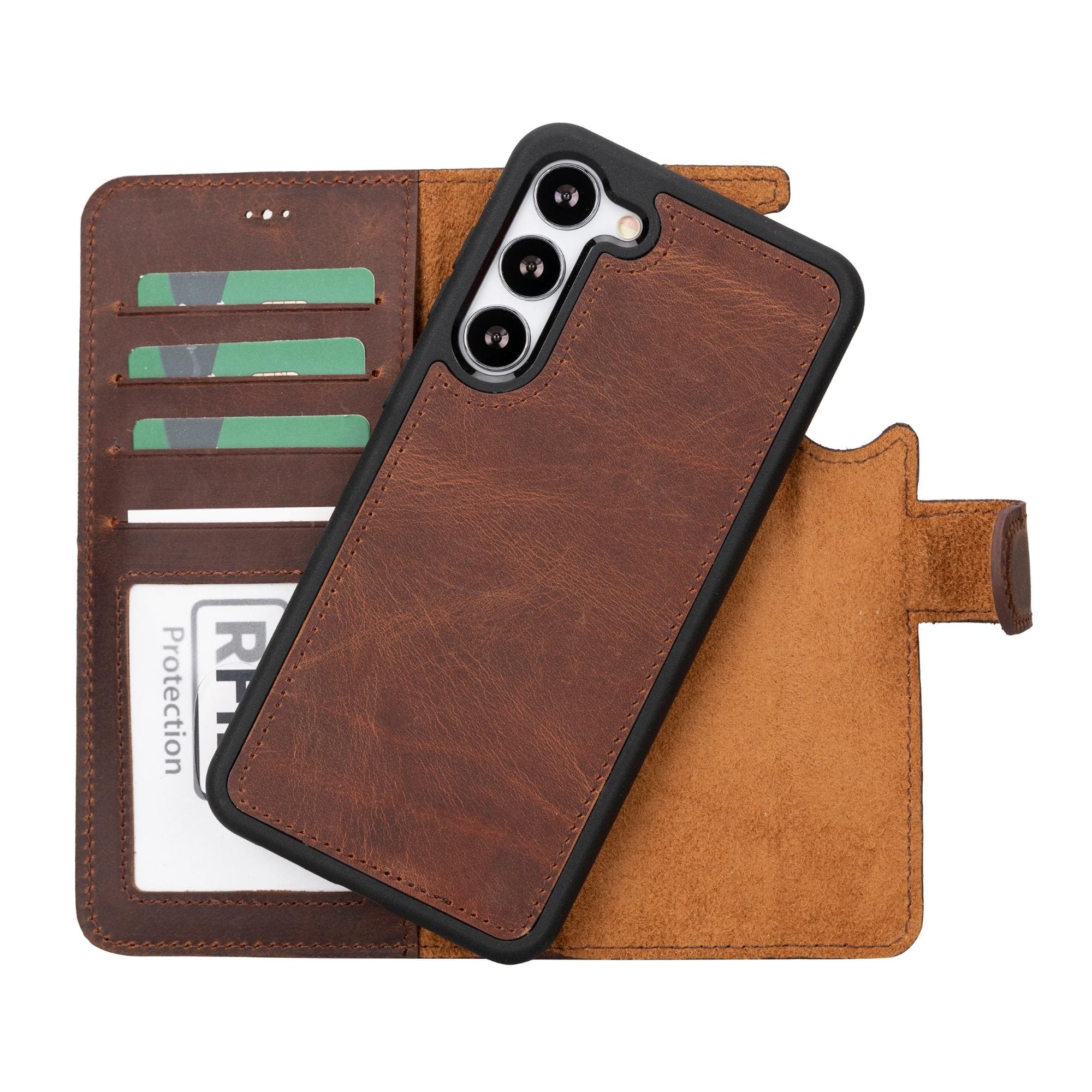 Detachable wallet section of Luxury Leather Wallet Case for Samsung Galaxy S23 by TORONATA