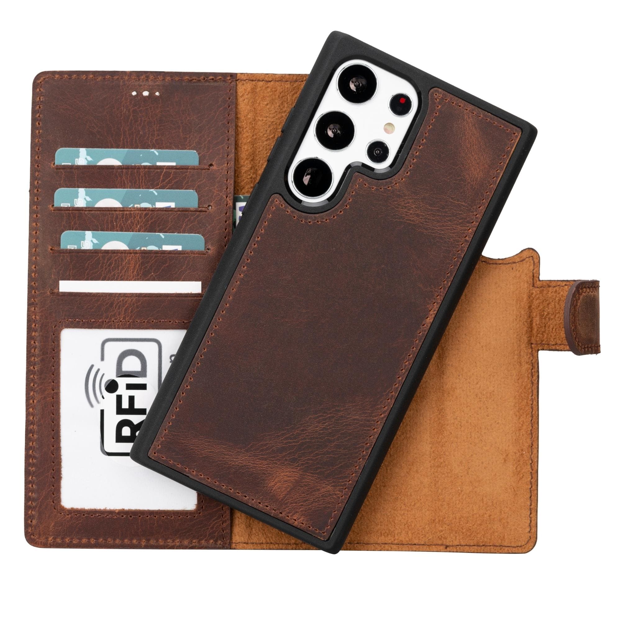 Side view of Luxury Leather Wallet Case for Samsung Galaxy S23 by TORONATA