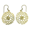 Elegant front view of Honeycomb Bomb Earrings by Cambodian Artisans
