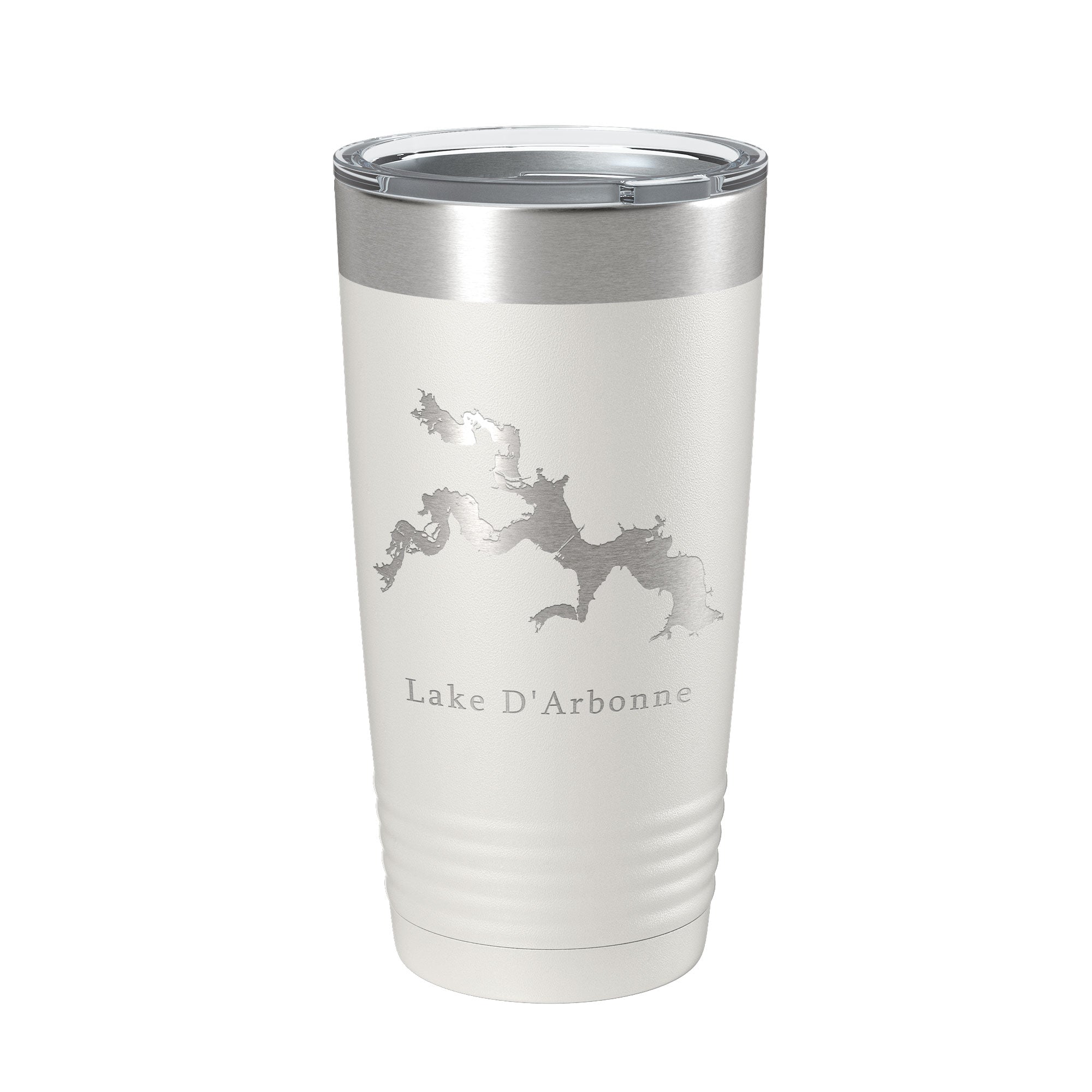 Front view of Lake D'Arbonne Map Insulated Tumbler by CarveBright