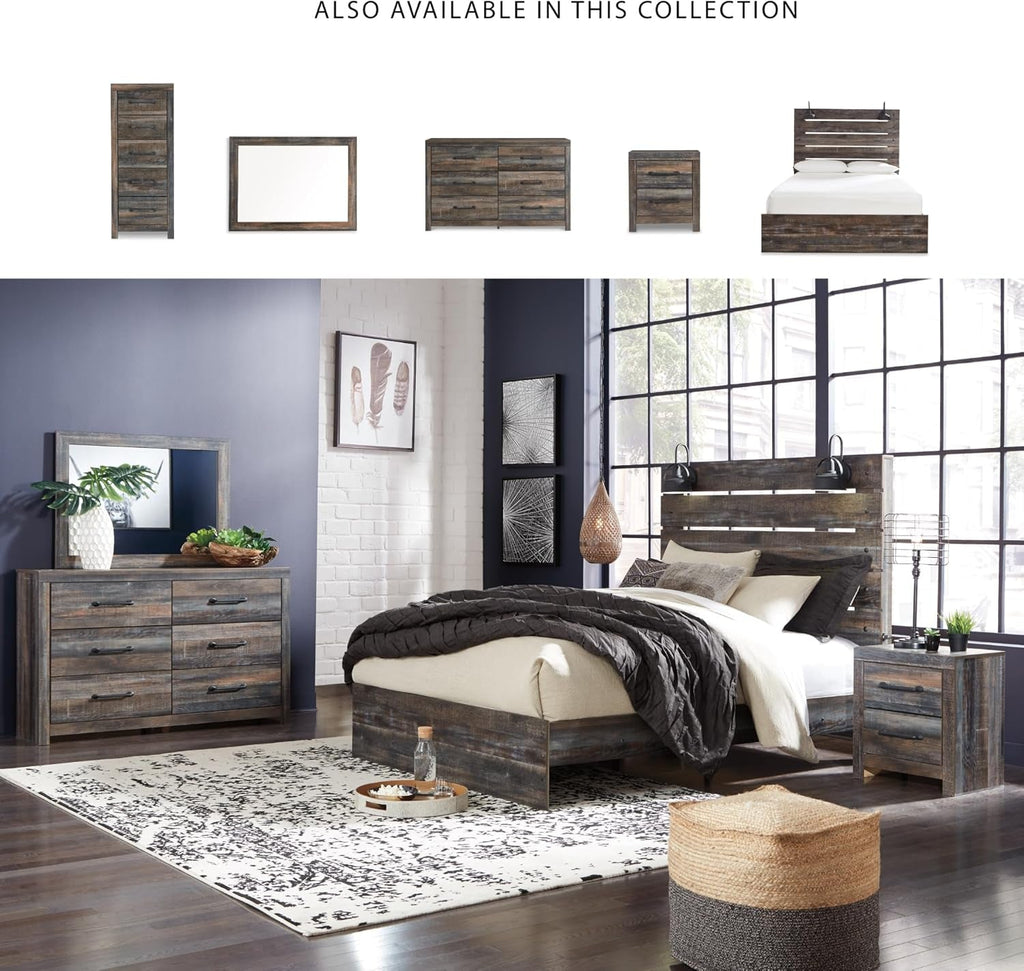 Rusticated Six Drawer Dresser Weathered Brown Bedroom