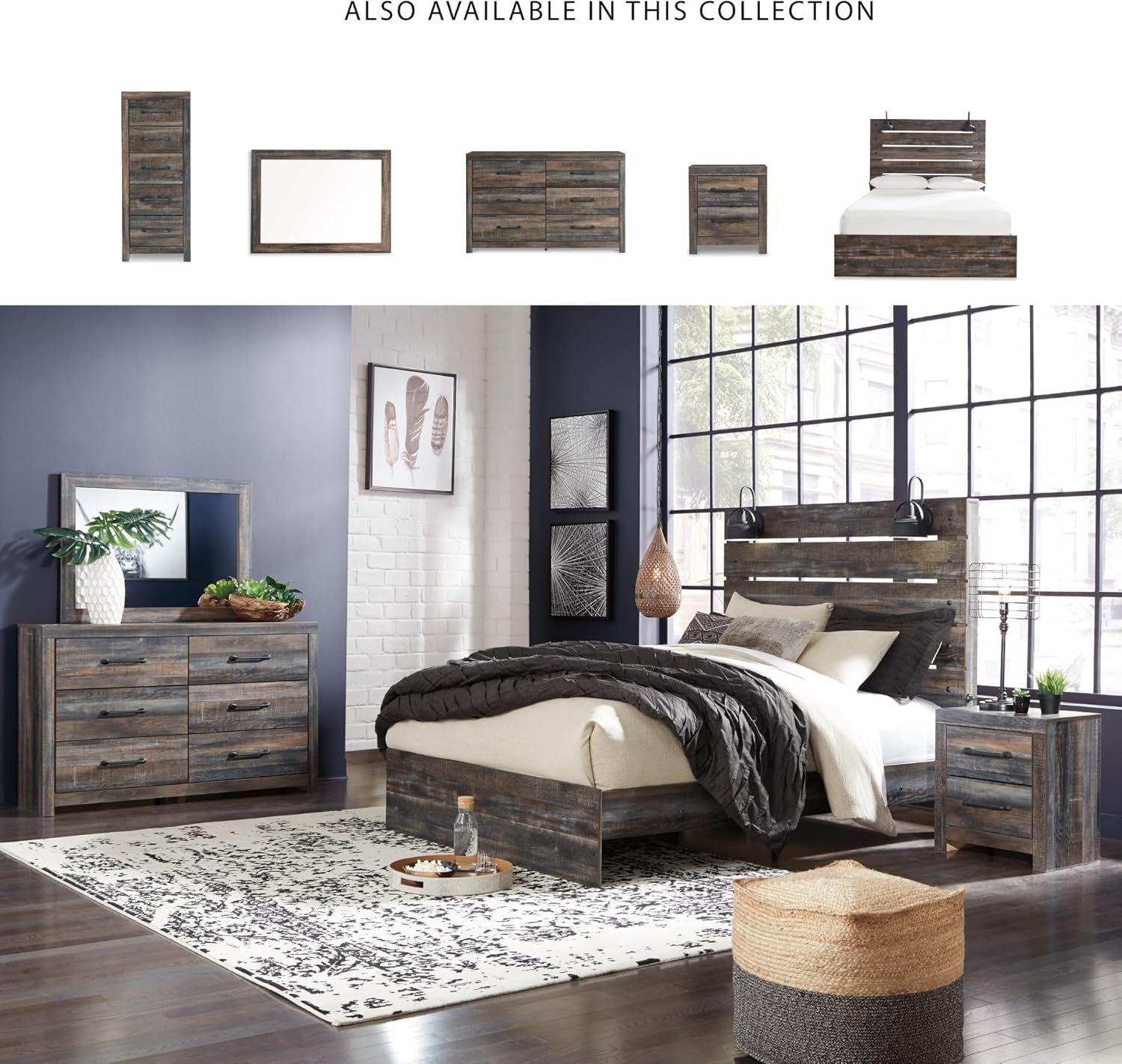 Rusticated Six Drawer Dresser Weathered Brown Bedroom