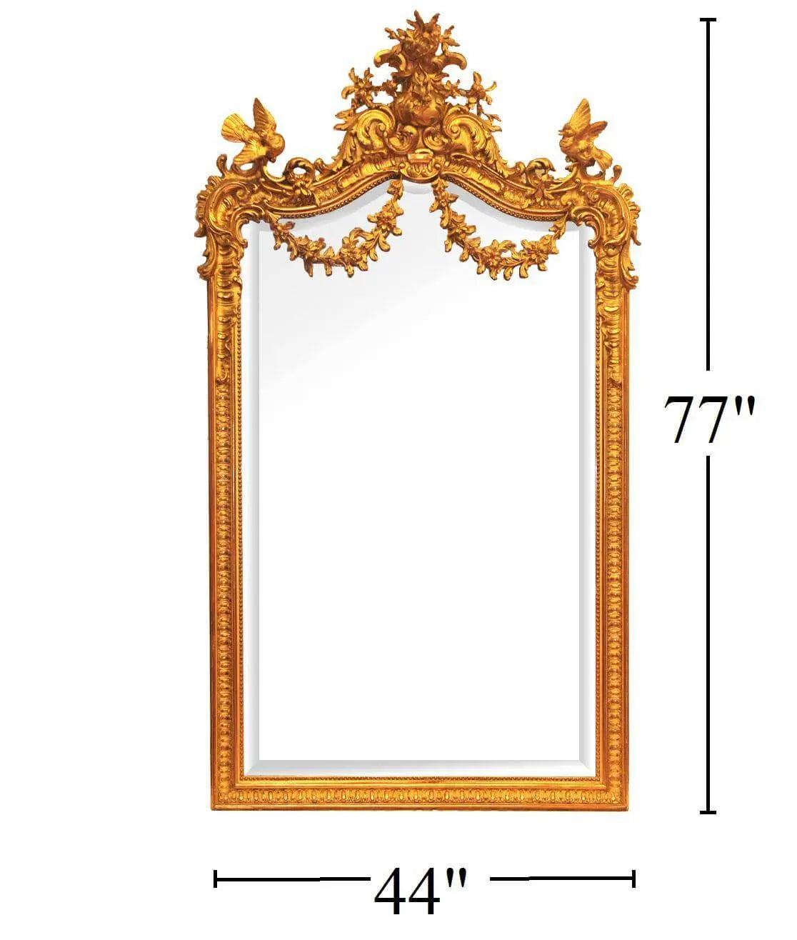 Side angle of Vintage French Neoclassical Wall Mirror showcasing intricate design