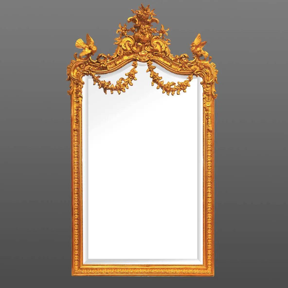 Canvello Antique French Wall Mirror Carved Wood Gold Frame