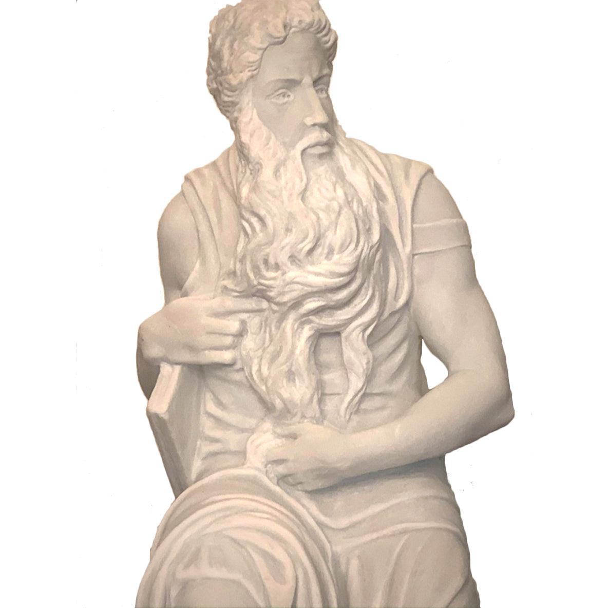 Canvello Hand Carved Marble Sculpture of Moses After Michelangelo