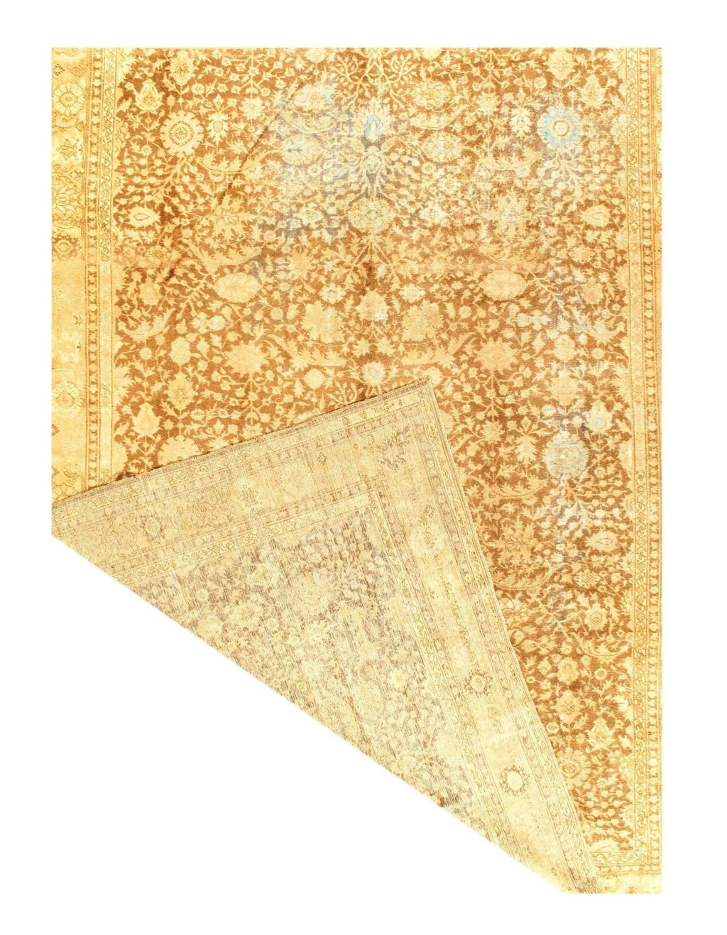 Canvello Light Brown Fine Hand Knotted Antique Shabby Chic Rugs 9'3'' X 12'8''