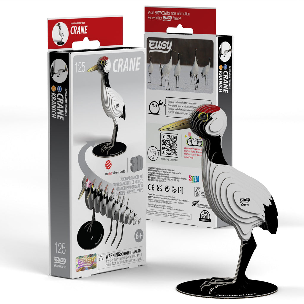 Eco-Friendly EUGY Crane 3D Puzzle pieces before assembly