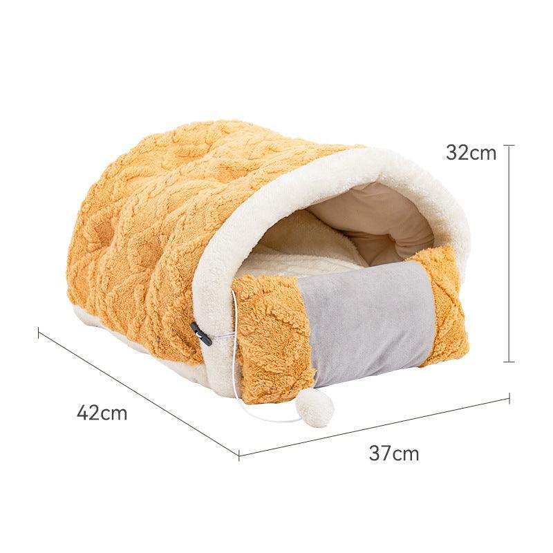 Side view of the Ultimate Arctic Velvet Cozy Cave Cat Bed