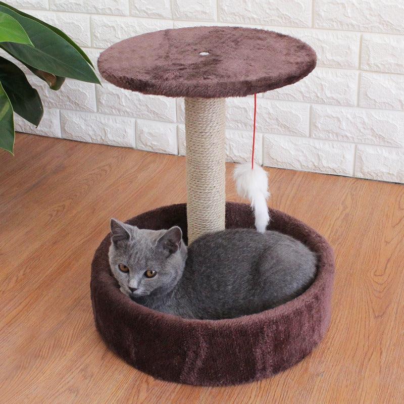 Side view showcasing the sisal scratching post on Cozy Haven Cat Tree