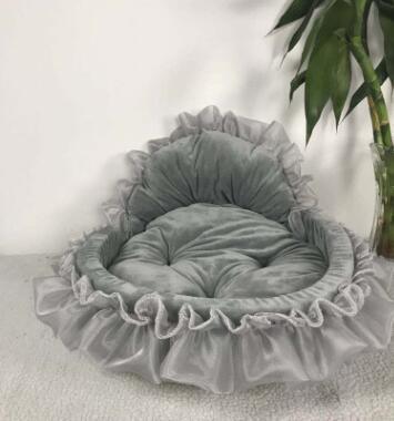 Luxurious Lace Pet Bed in purple, perfect for pet relaxation
