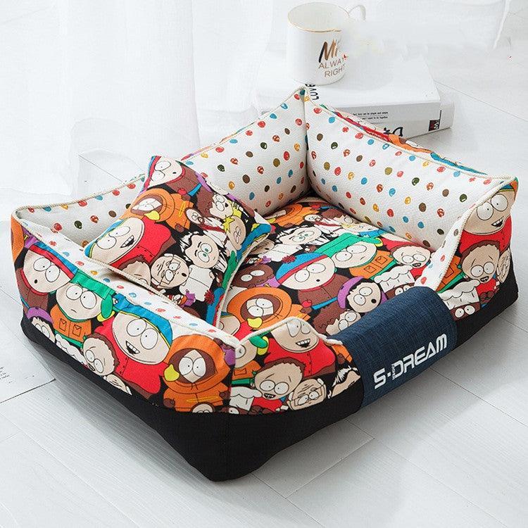 Cozy Haven Pet Bed in soft fabric by Dog Hugs Cat