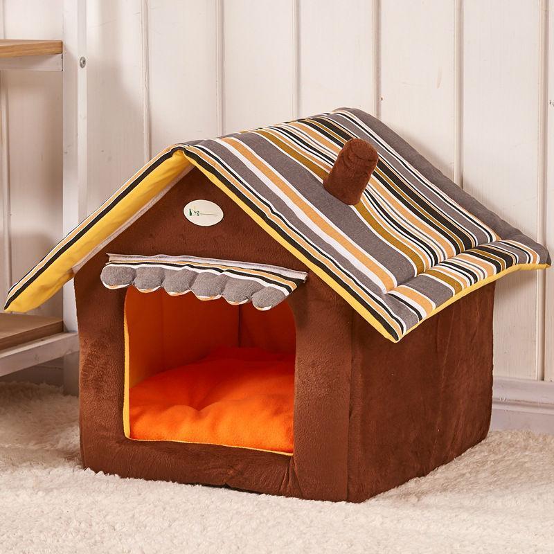 Foldable feature of Cozy Striped Foldable Pet House & Bed for easy storage