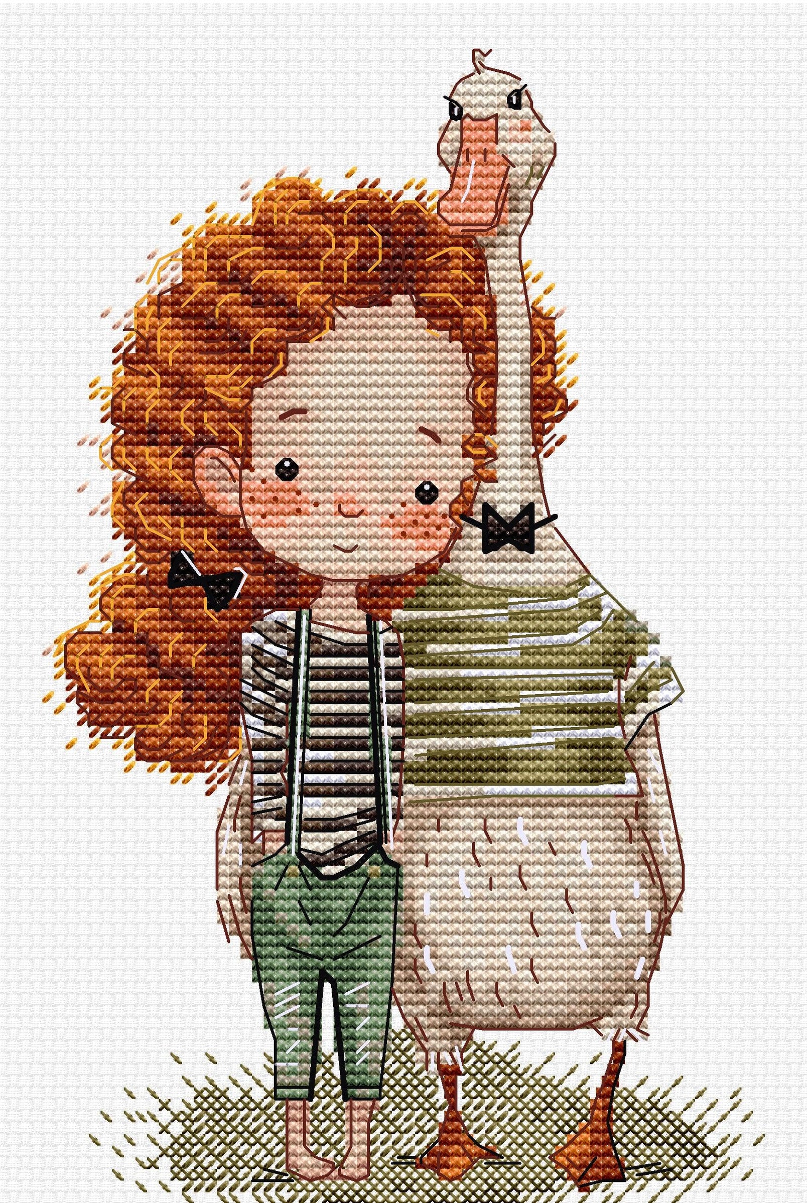 Zweigart Aida canvas of Lucy and The Goose Cross Stitch Kit