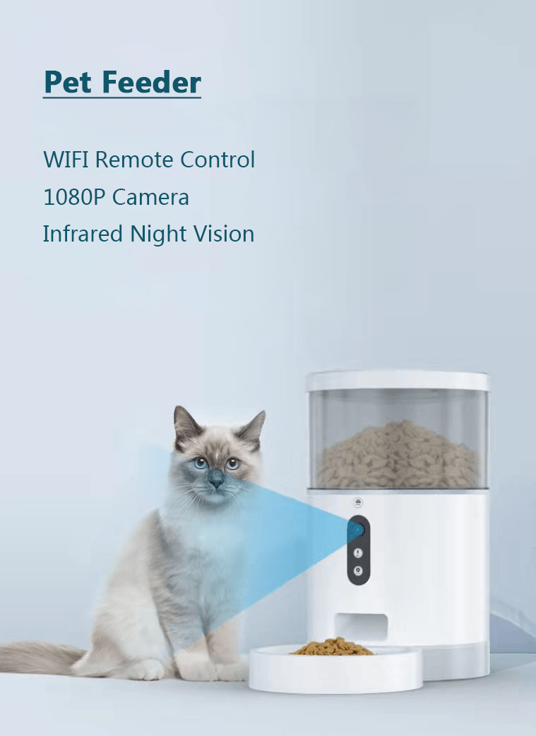 User interacting with Smart Automatic Pet Feeder & Water Dispenser via smartphone