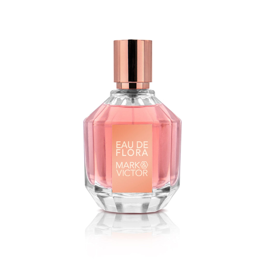 Side view showcasing the floral design of Mark and Victor Eau de Flora EDP