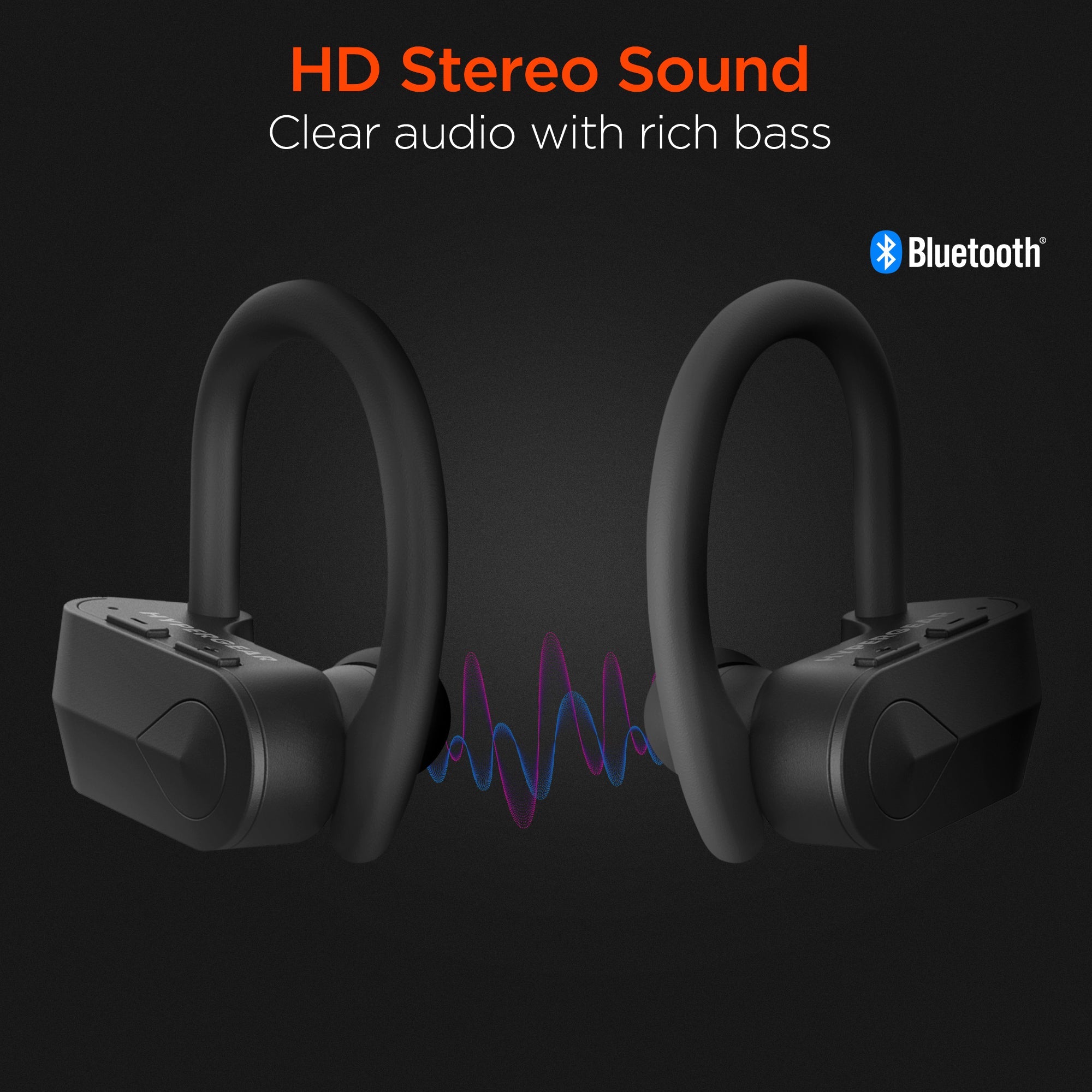 Side profile of HyperGear Sport X2 True Wireless Earbuds showcasing ear hooks