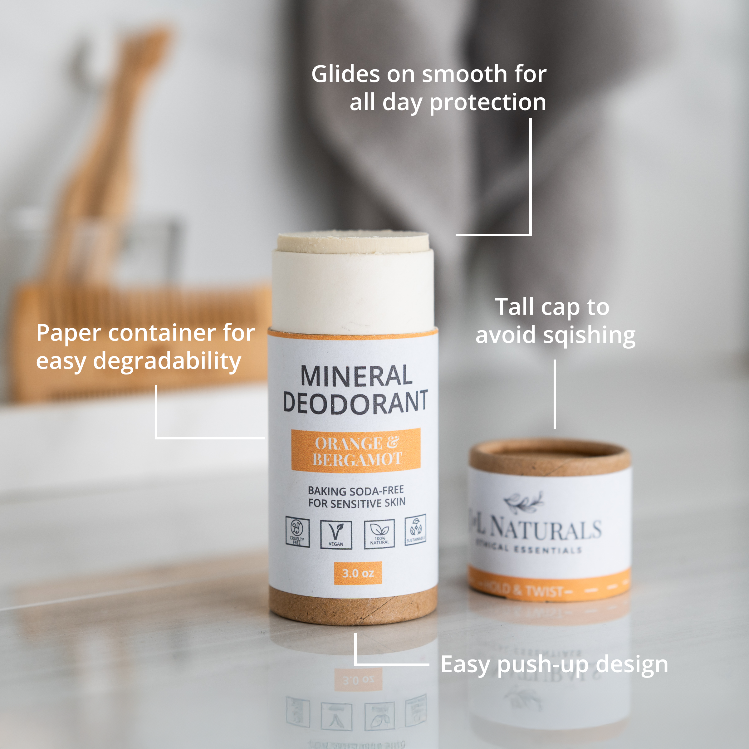 Gentle Mineral Deodorant rolled on skin by J&L Naturals