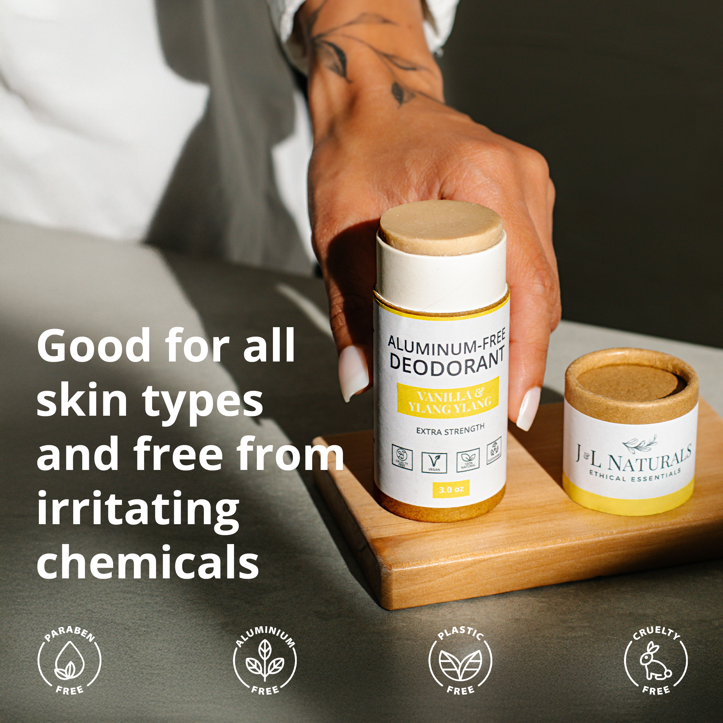 Gentle Mineral Deodorant Travel Pack by J&L Naturals displayed front