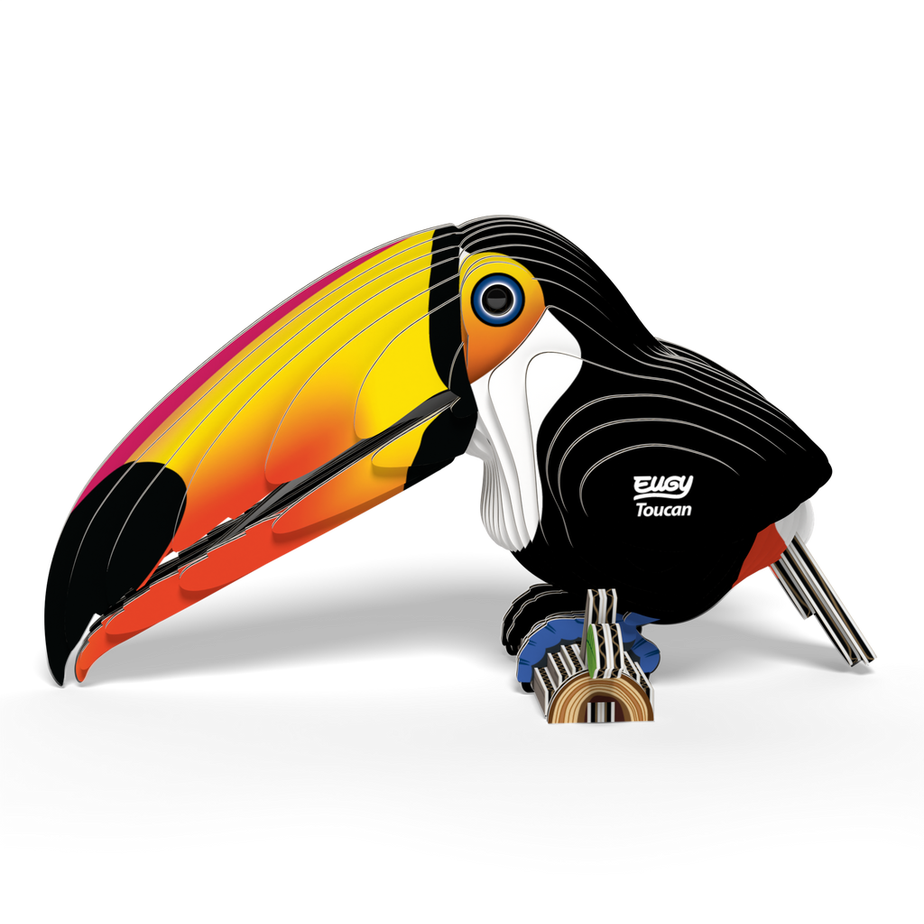 Front view of EUGY Toucan 3D Puzzle showcasing vibrant colors