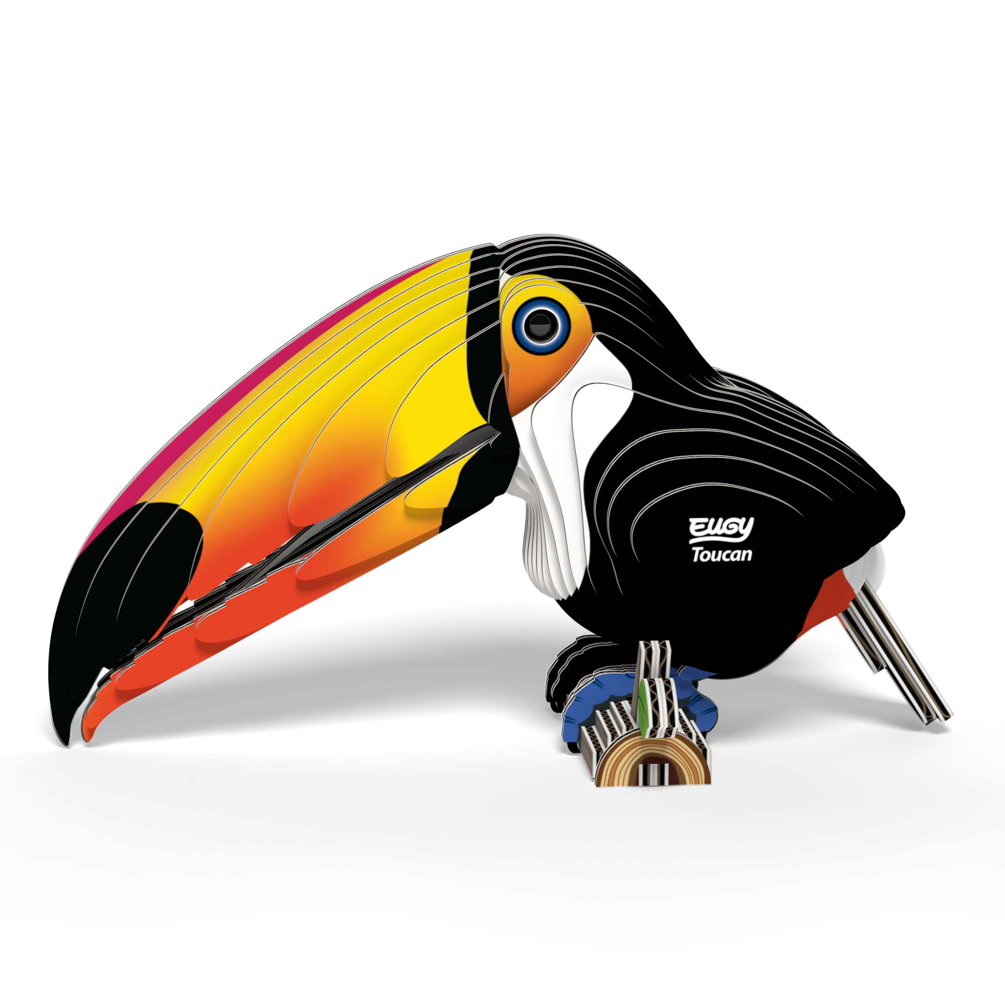 Front view of EUGY Toucan 3D Puzzle showcasing vibrant colors
