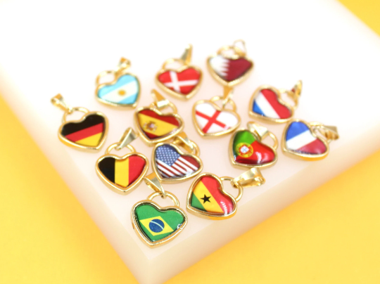 Elegant 18K Gold Filled Enamel Flag Pendant on a stylish background
