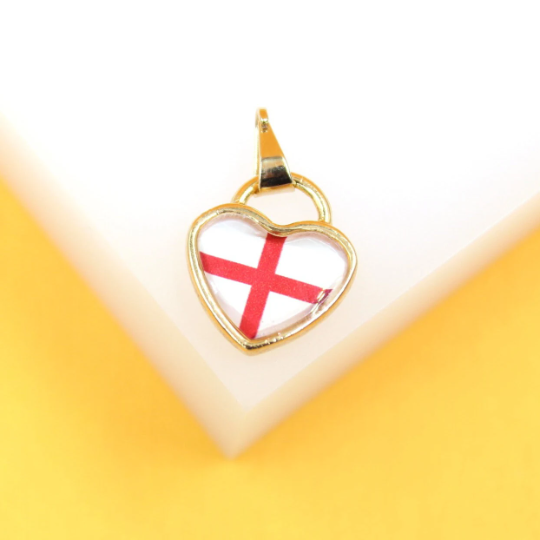 18K Gold Filled Enamel Flag Pendant displayed with layered necklaces