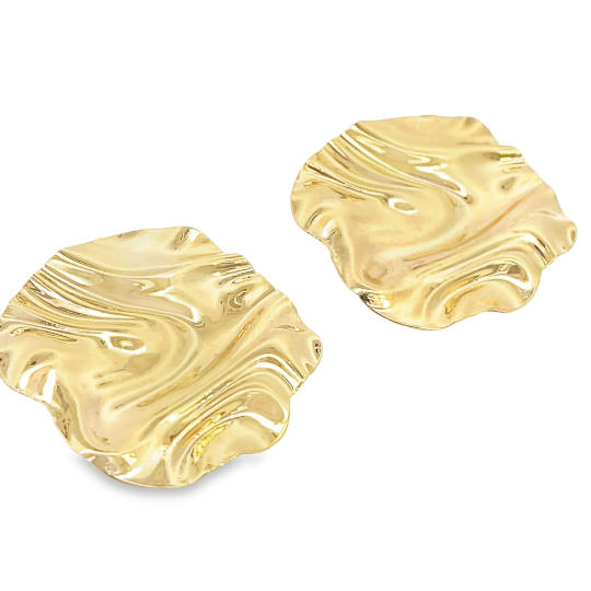 Modern Folded Round Ruffle Earrings (L465)