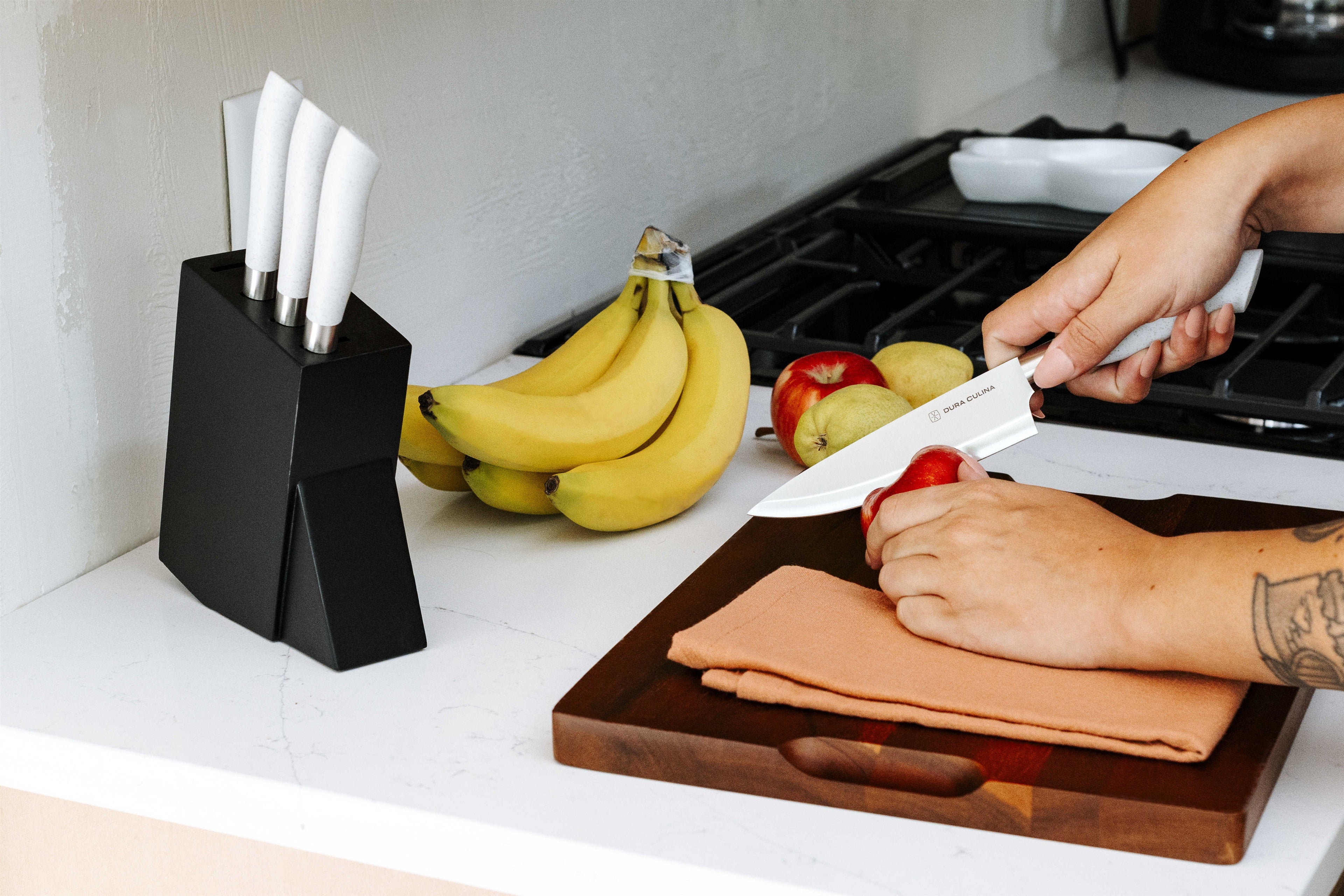 Dura Living Eco-Cut 5-Piece Kitchen Knife Set on a modern kitchen countertop