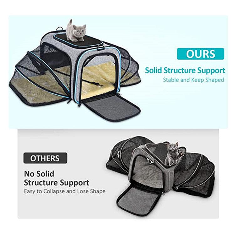 Side view showcasing the spacious interior of the Reflective Cat Carrier