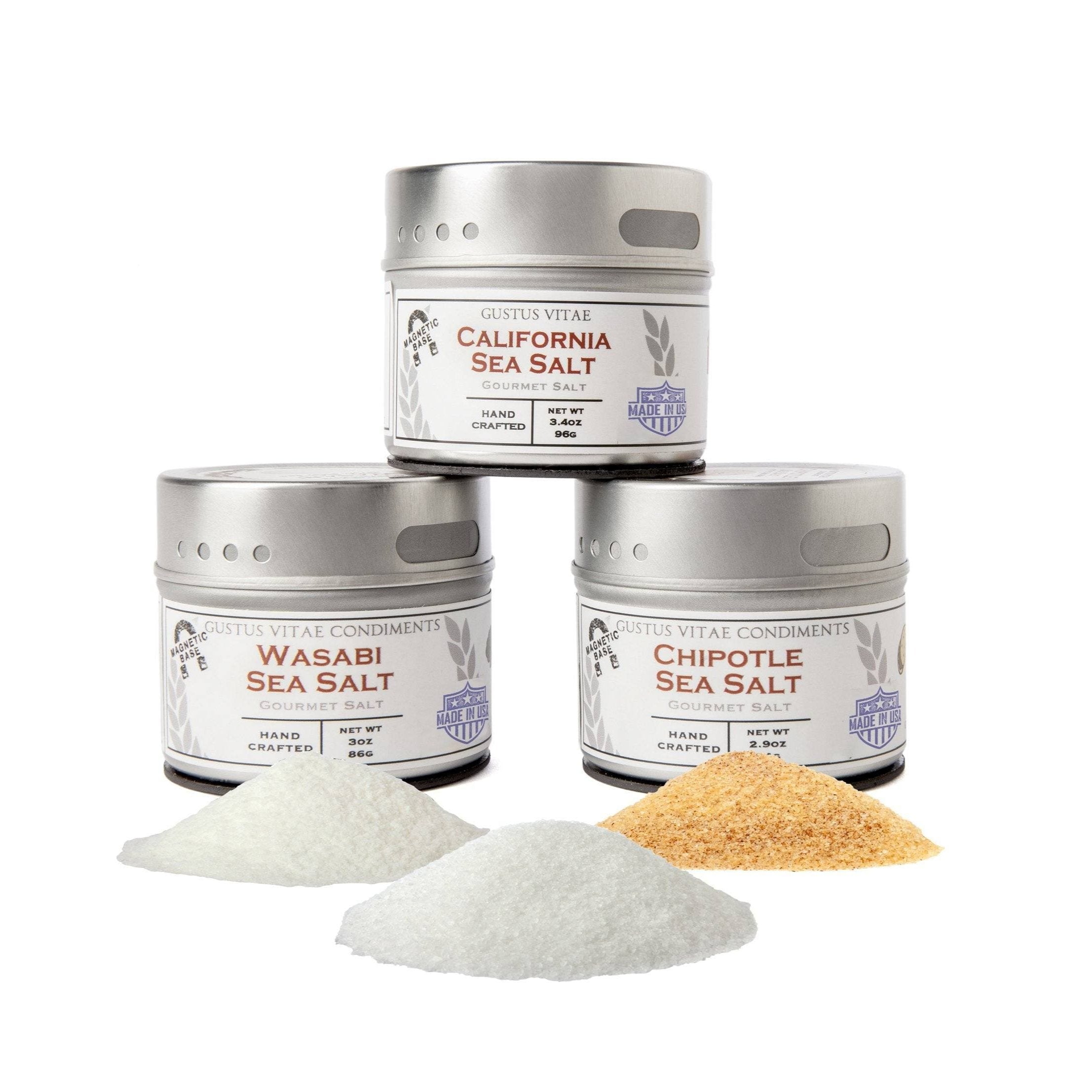 Front view of Gustus Vitae East Meets West Flavor Collection tin set