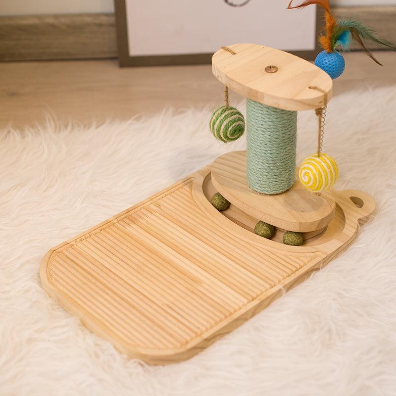 Three-layer version of the Interactive Wooden Cat Scratcher Maze Ball Toy