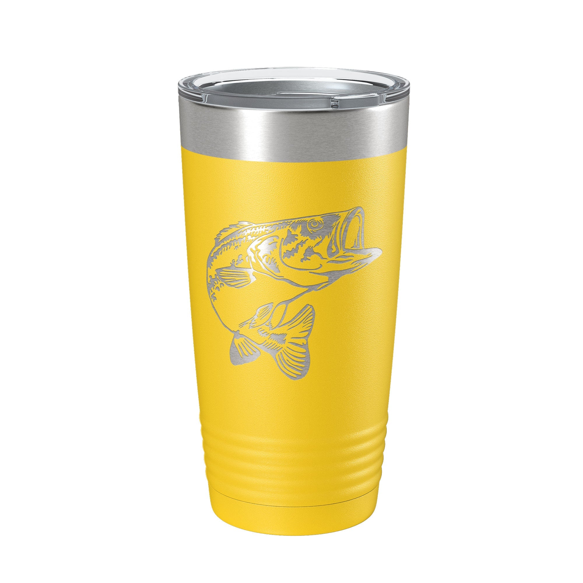 Insulated Bass Fishing Tumbler alongside fishing gear