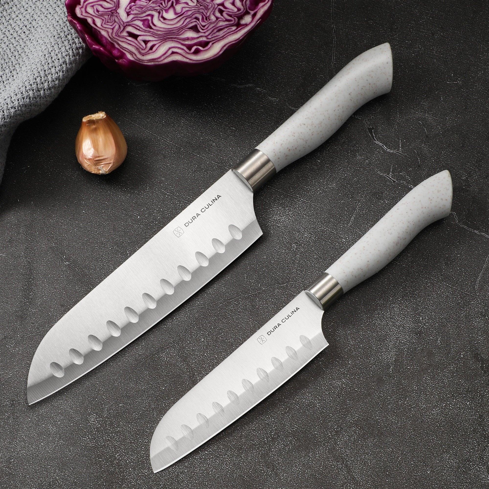 Ergonomic handle design of Dura Living EcoCut Santoku Knife Set