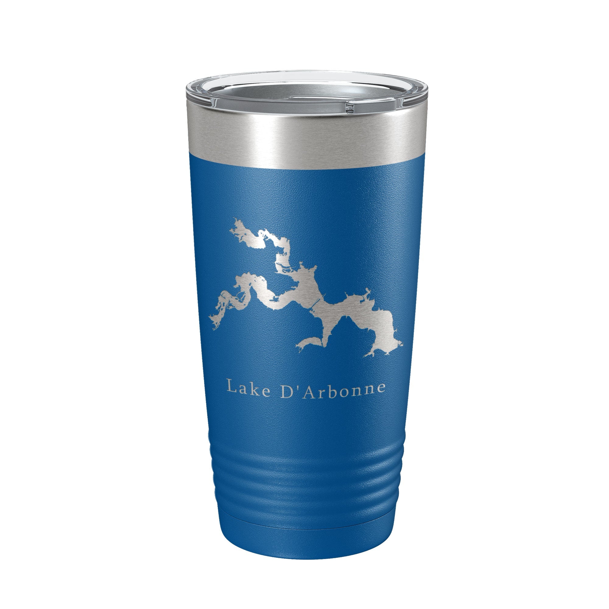 Lake D'Arbonne Map Insulated Tumbler held in hand outdoors