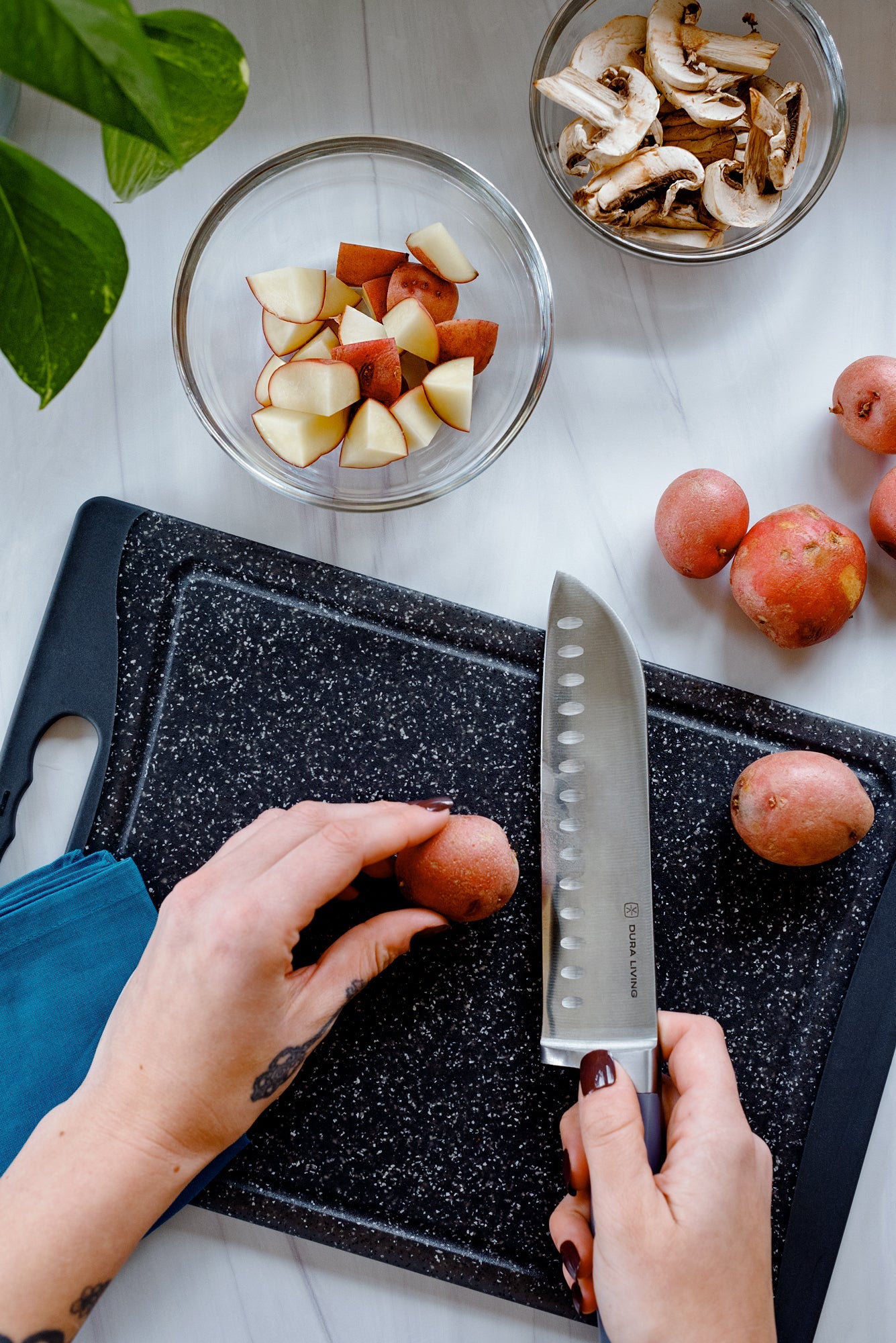 Superior 7 inch Santoku Knife - Black