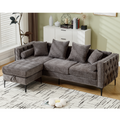 L Shaped Sectional Convertible Sofa with Storage Ottoman and Modern Tufted style