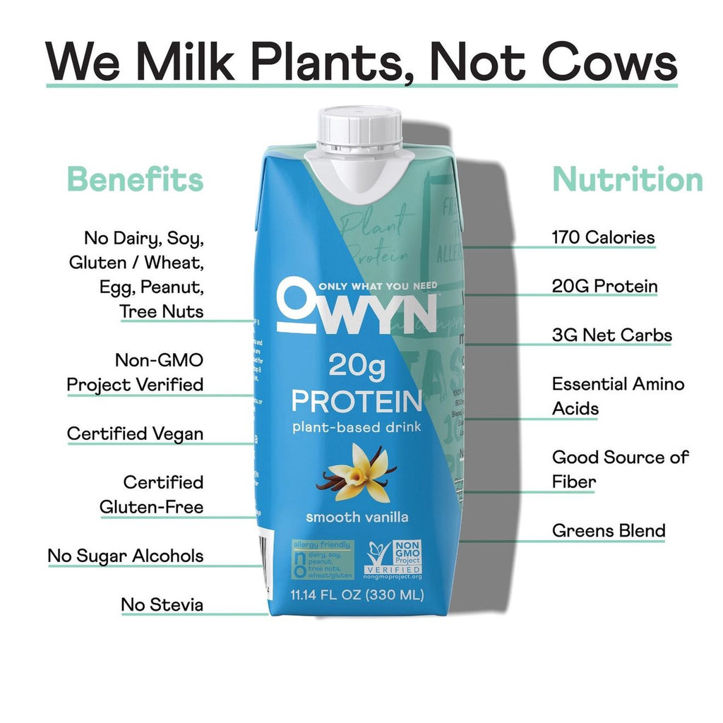 Lifestyle shot of OWYN Protein Smoothie Vanilla in a fitness setting