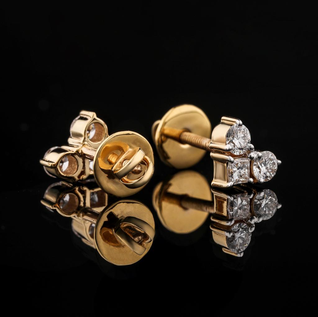 Close-up of Caroline Heart Earrings showcasing heart prong cluster design