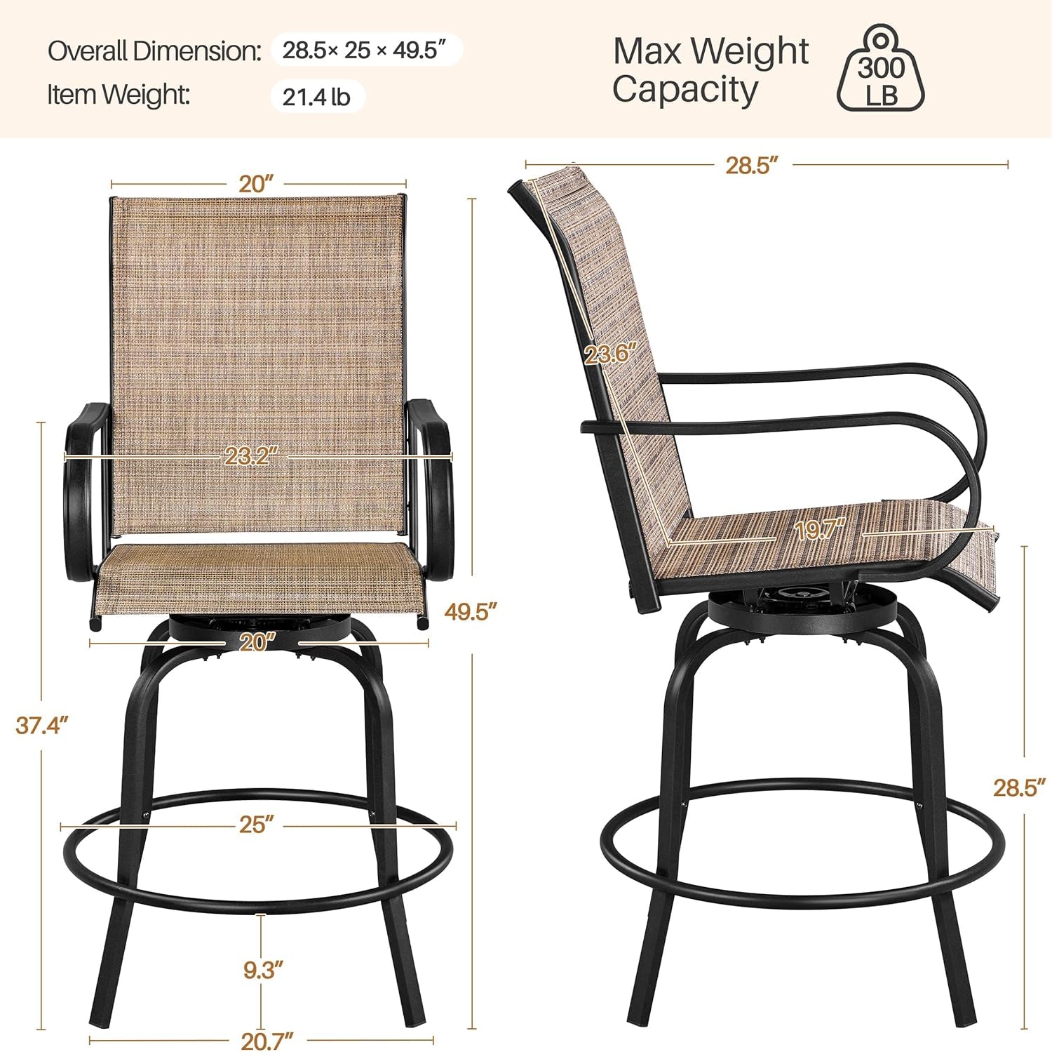 Outdoor Swivel Barstools Set of Four for Comfort