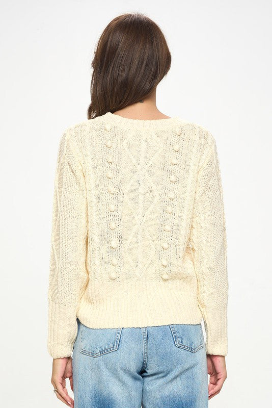 Knit Round neck Pullover Sweater with Braid Detail