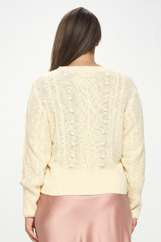 Knit Round neck Pullover Sweater with Braid Detail