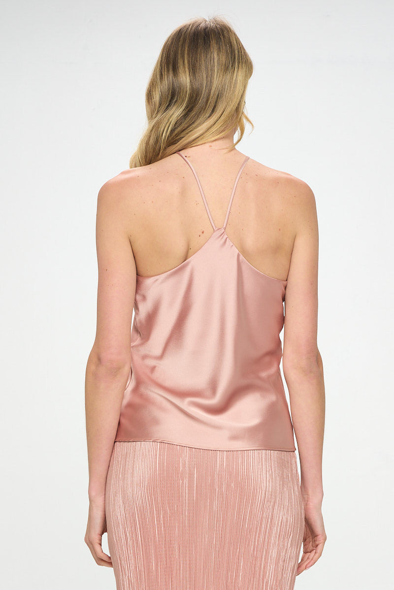 Stretch Satin Solid Racerback Tank Top