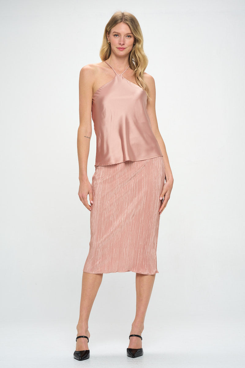 Stretch Satin Solid Racerback Tank Top