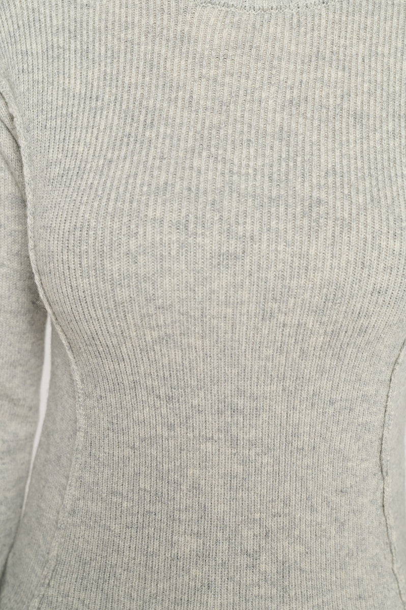 Rib Knit Solid Long Sleeve Pullover Sweater