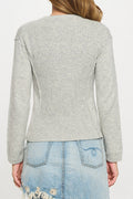 Rib Knit Solid Long Sleeve Pullover Sweater