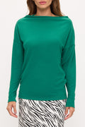 Brushed Knit Boat Neck Off the Shoulder Top